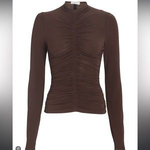 ALC Brown Ansel Ruched Long Sleeve Top